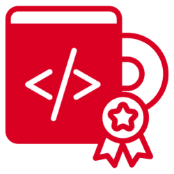 Coding book with award ribbon icon