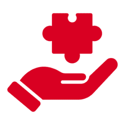 Hand holding puzzle piece symbol
