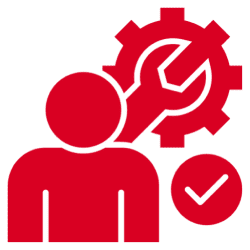 Person with gear and checkmark icon