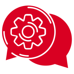 Speech bubbles with gear icon