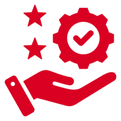 Hand with gear and stars icon