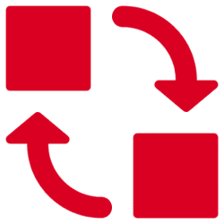 Red squares with rotating arrows